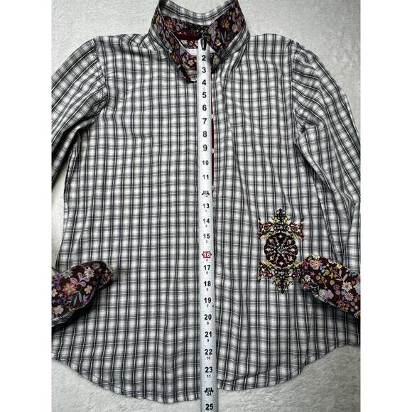 3J Workshop Johnny Was Embroidered Plaid Shirt Boho Artisan SZ M - Picture 7 of 12